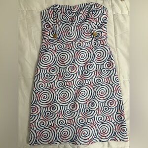 NWT Vineyard Vines Strapless Swirl Dress - Blue, Pink, White